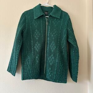 Vintage Womens Magic It Fits Textured Zip-Up Jacket Size S Maximalist Eclectic